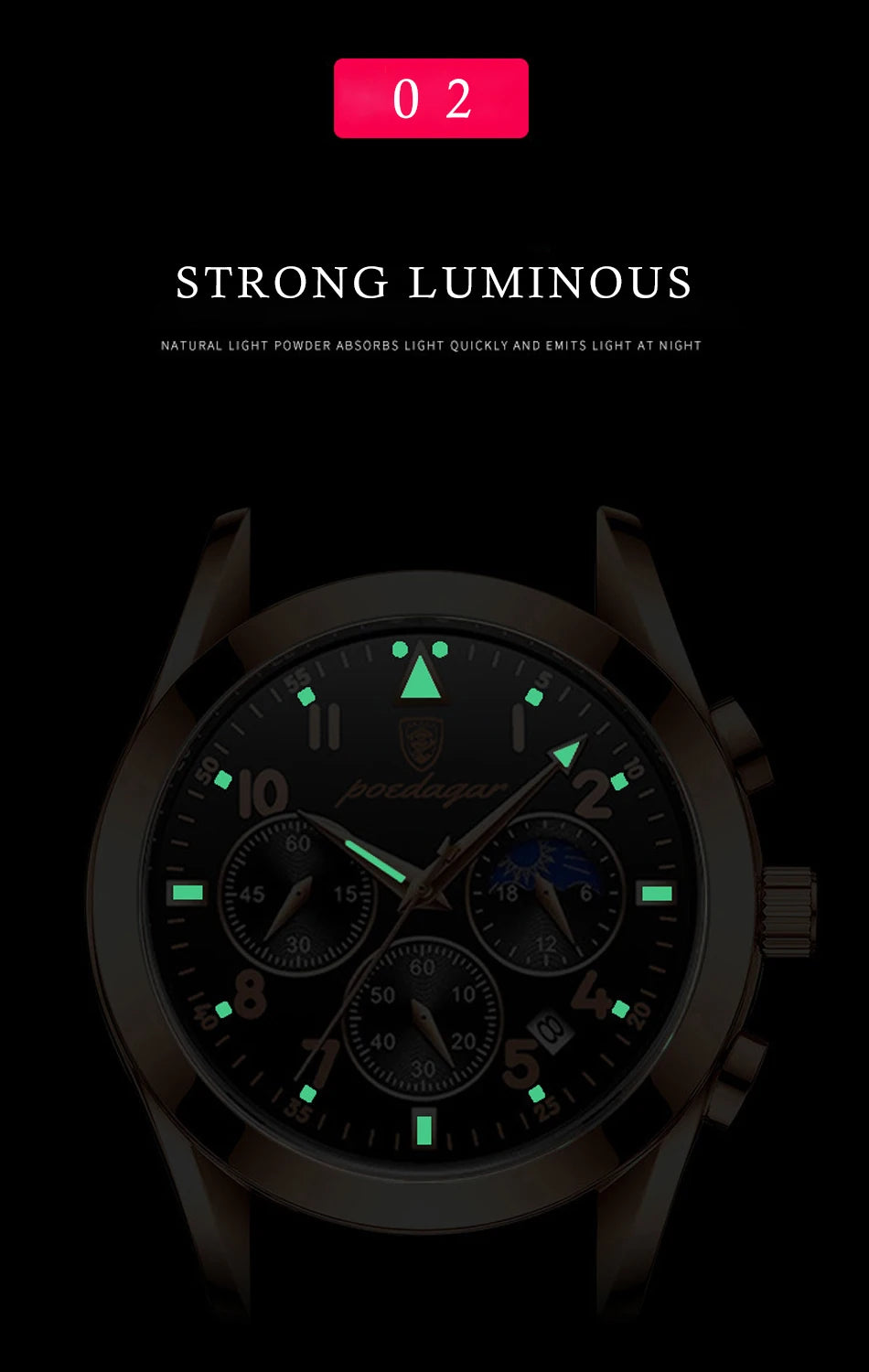 Rose Gold Chronograph Watch – Full Calendar with Arabic Dial & Bracelet