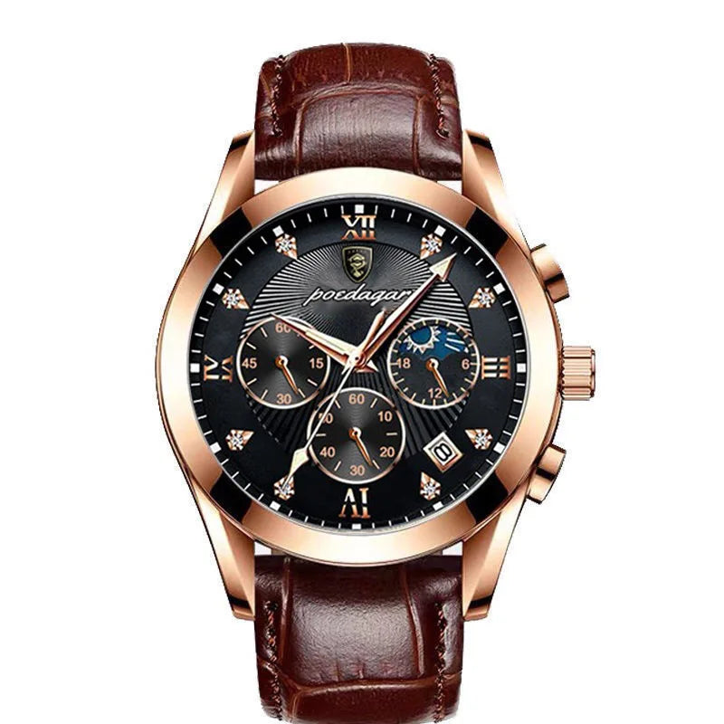 Rose Gold Chronograph Watch – Full Calendar with Arabic Dial & Bracelet