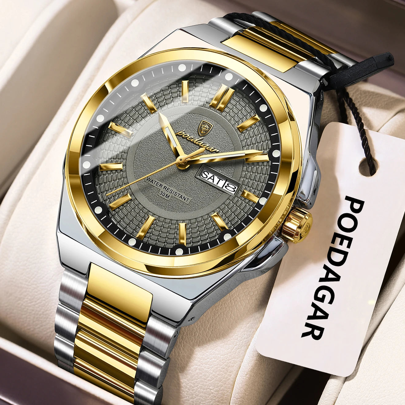 Premium Men's Chronograph Watch – Stainless Steel, Luminous, 3Bar Water‑Resistant