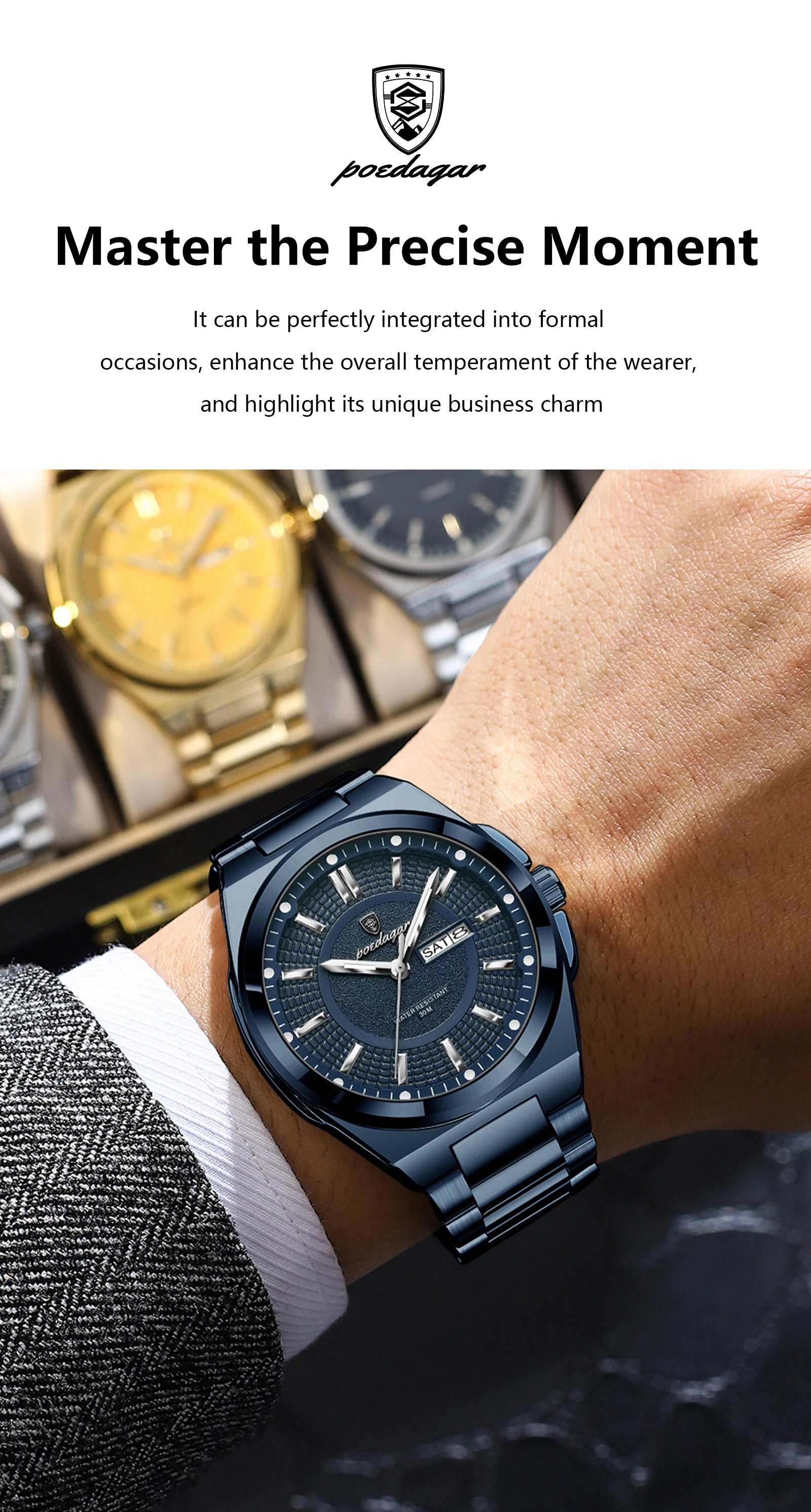 Premium Stainless Steel Chronograph – Day & Date, Luminous, Quartz