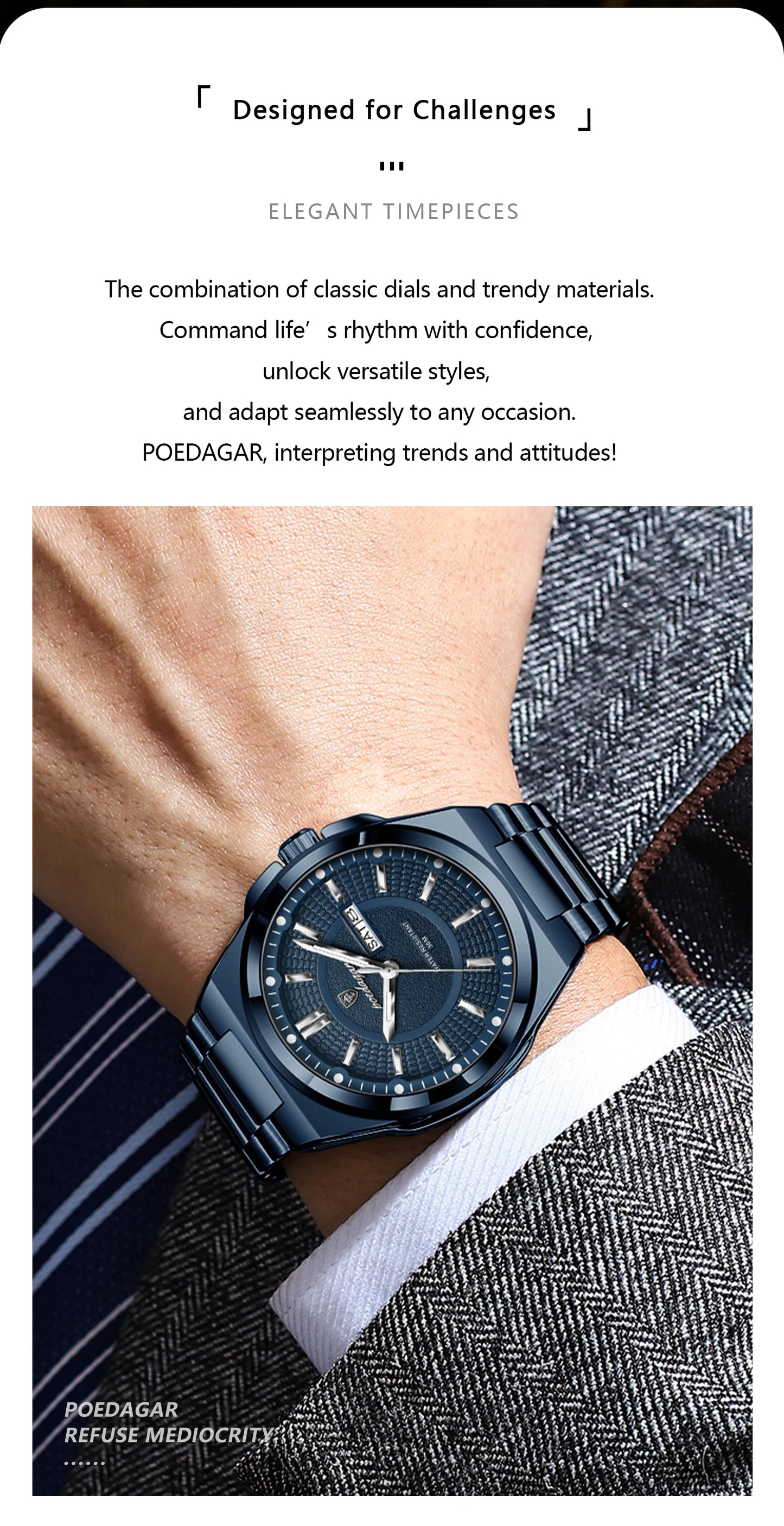 Premium Men's Chronograph Watch – Stainless Steel, Luminous, 3Bar Water‑Resistant