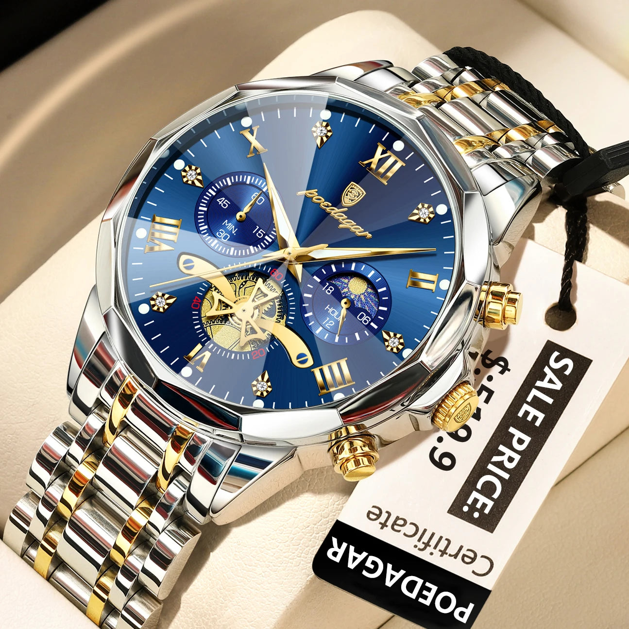 Premium Men's Chronograph Watch – Stainless Steel, Luminous, 3Bar Water‑Resistant