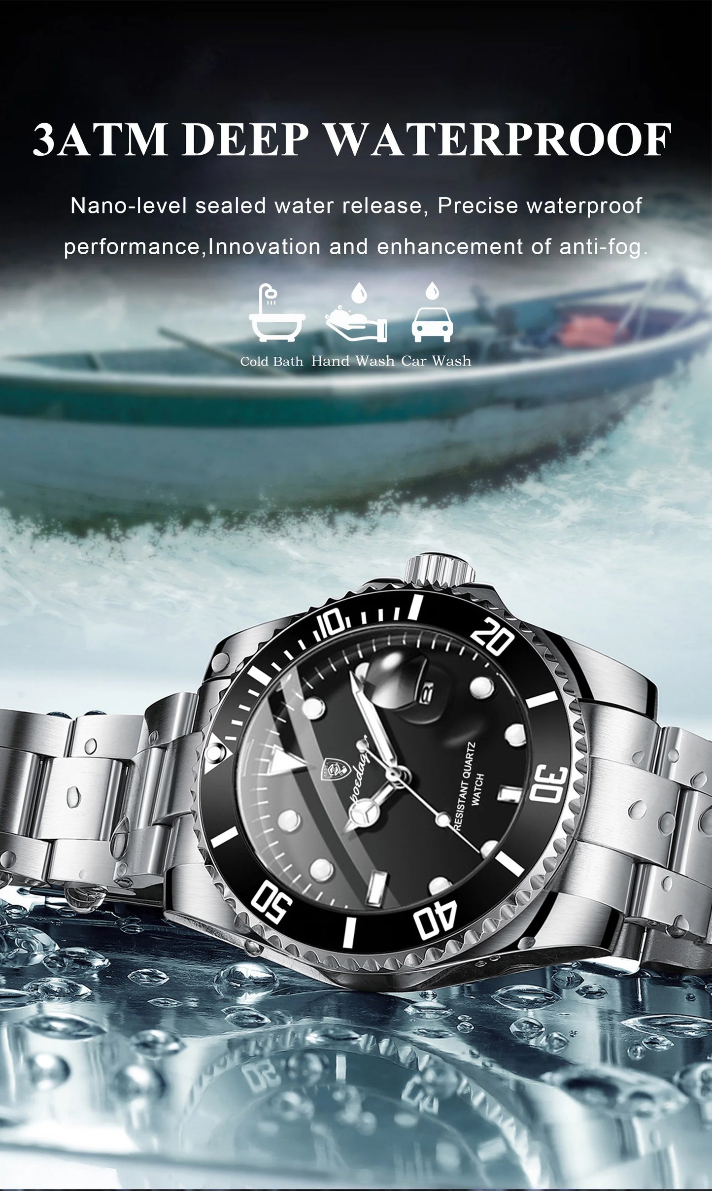 Full Calendar Business Watch – Luminous Dial with Stainless Steel Bracelet