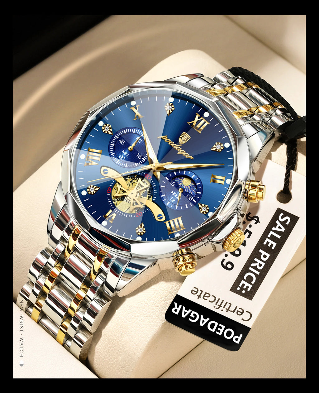 Premium Men's Chronograph Watch – Stainless Steel, Luminous, 3Bar Water‑Resistant