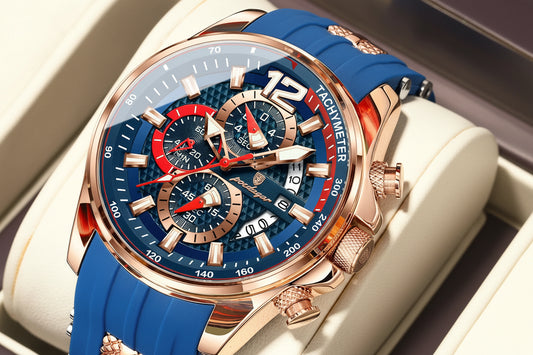 Chronograph Sport Watch – Large Arabic Dial with Silicone Strap & Full Calendar