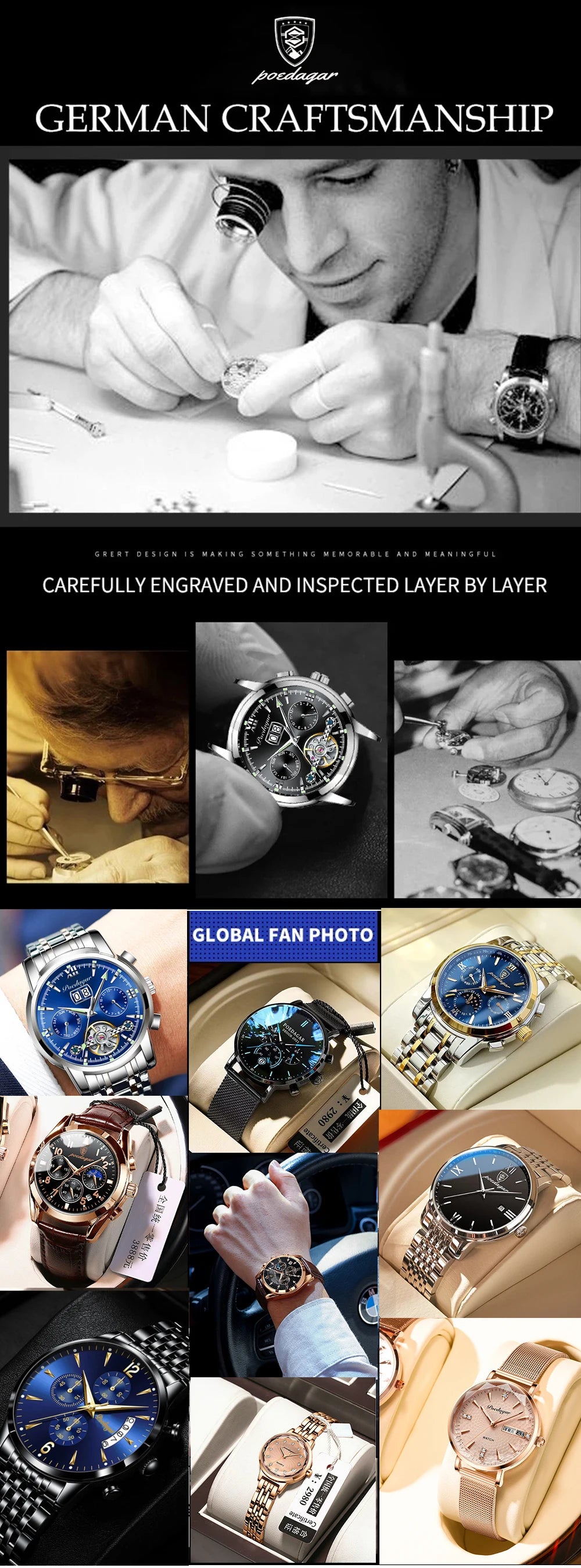 Full Calendar Business Watch – Luminous Dial with Stainless Steel Bracelet