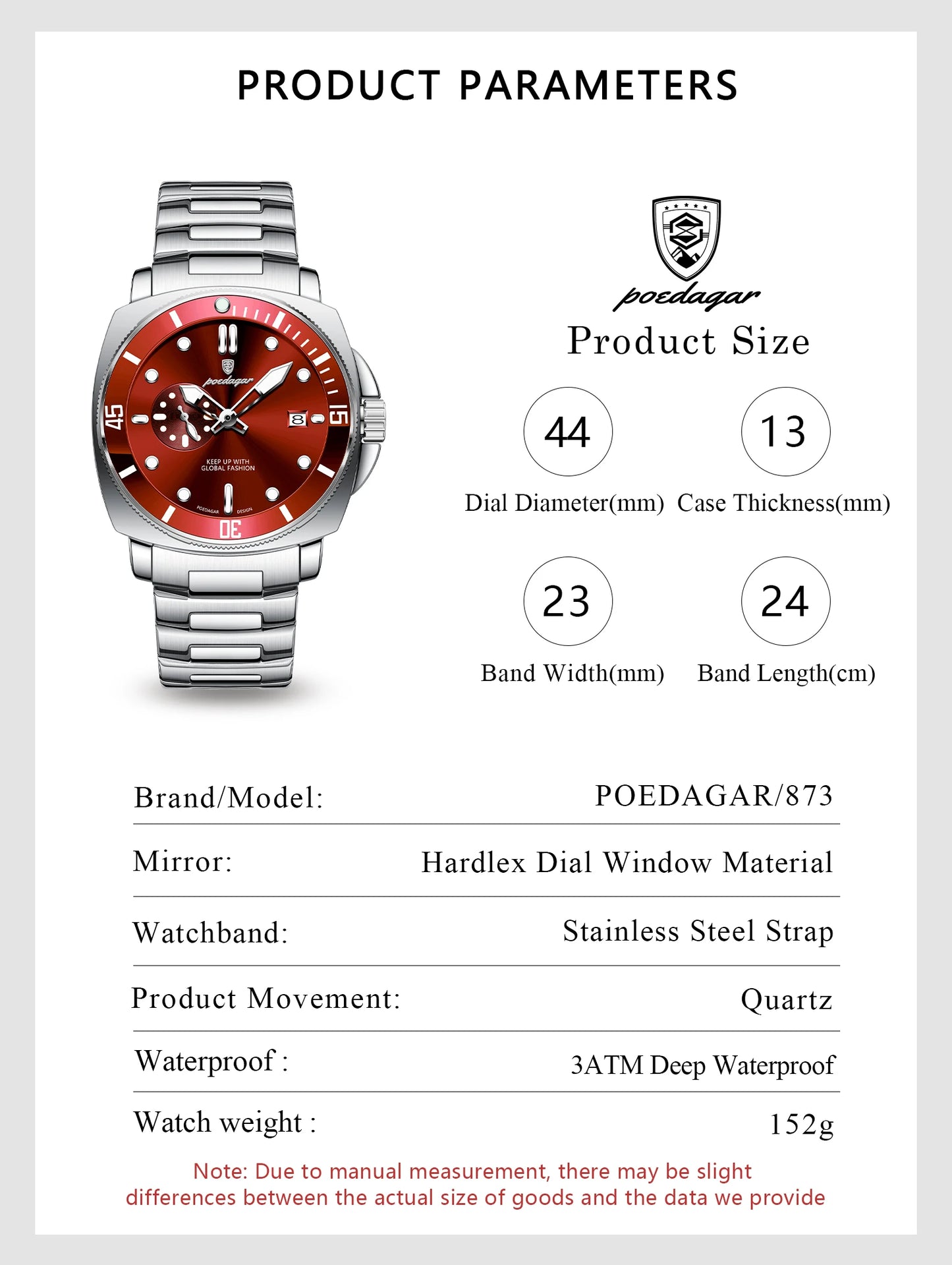 Business Date Watch – Luminous Numberless Dial with Hidden Clasp Bracelet