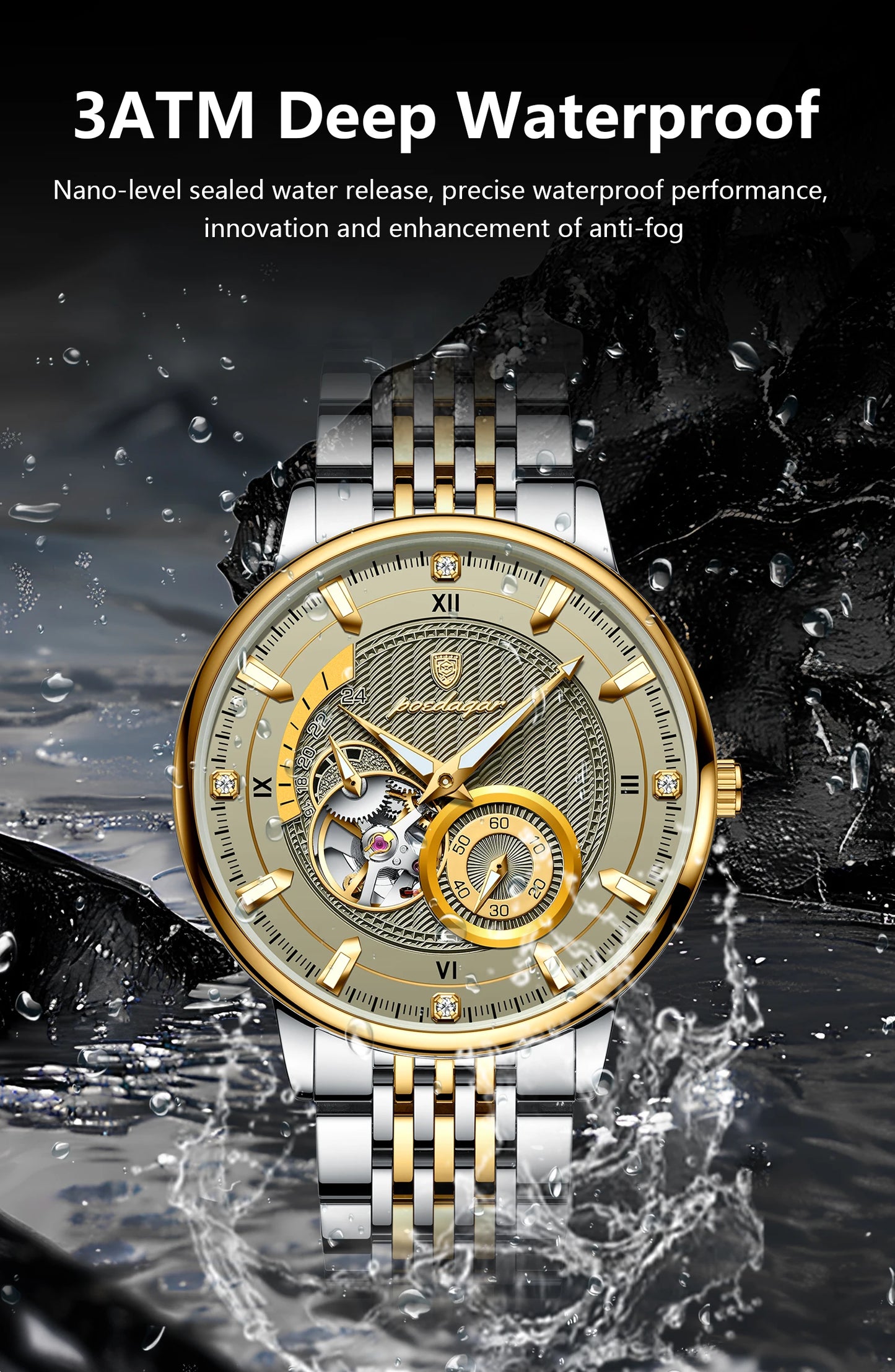 Automatic Skeleton Watch – Luminous Tourbillon Style with Sapphire Crystal