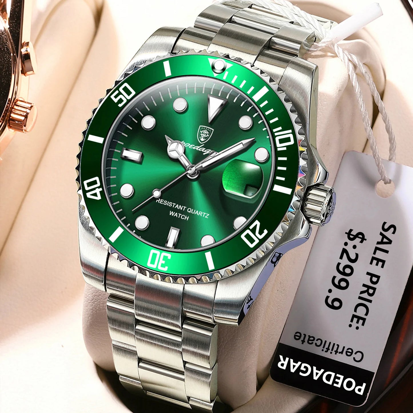 Full Calendar Business Watch – Luminous Dial with Stainless Steel Bracelet