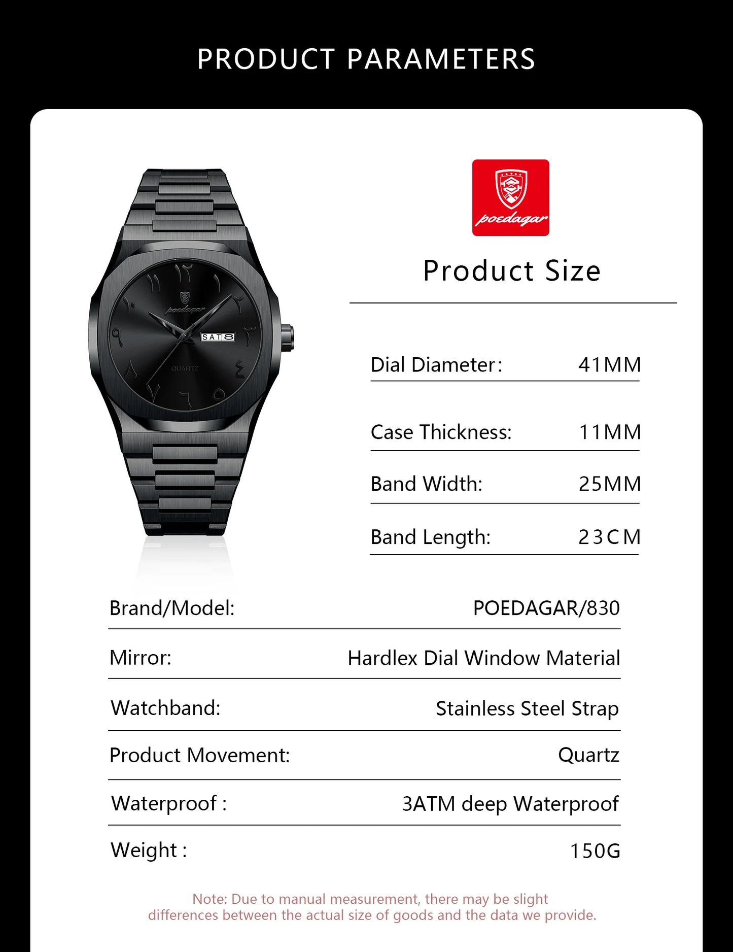 Irregular Shape Full Calendar Watch – Date & Week Display with Hidden Clasp