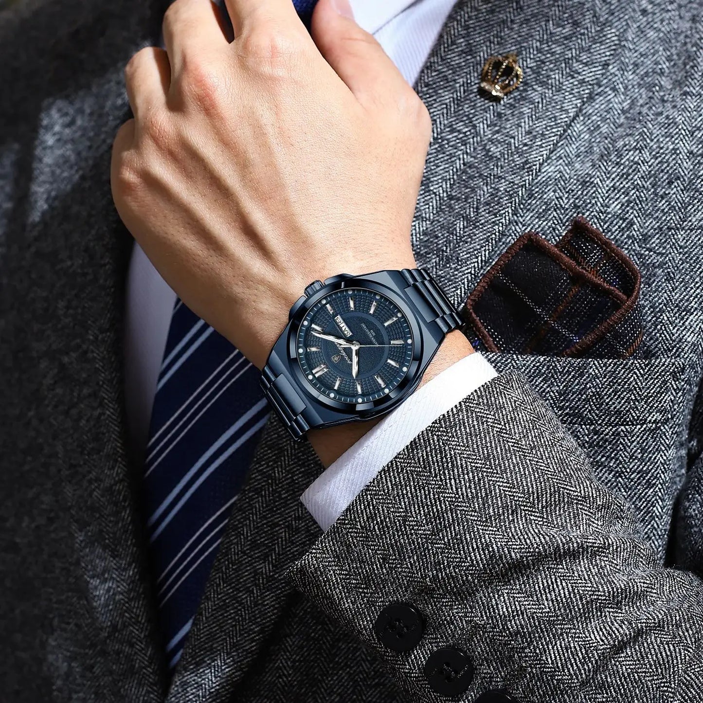 Premium Men's Chronograph Watch – Stainless Steel, Luminous, 3Bar Water‑Resistant