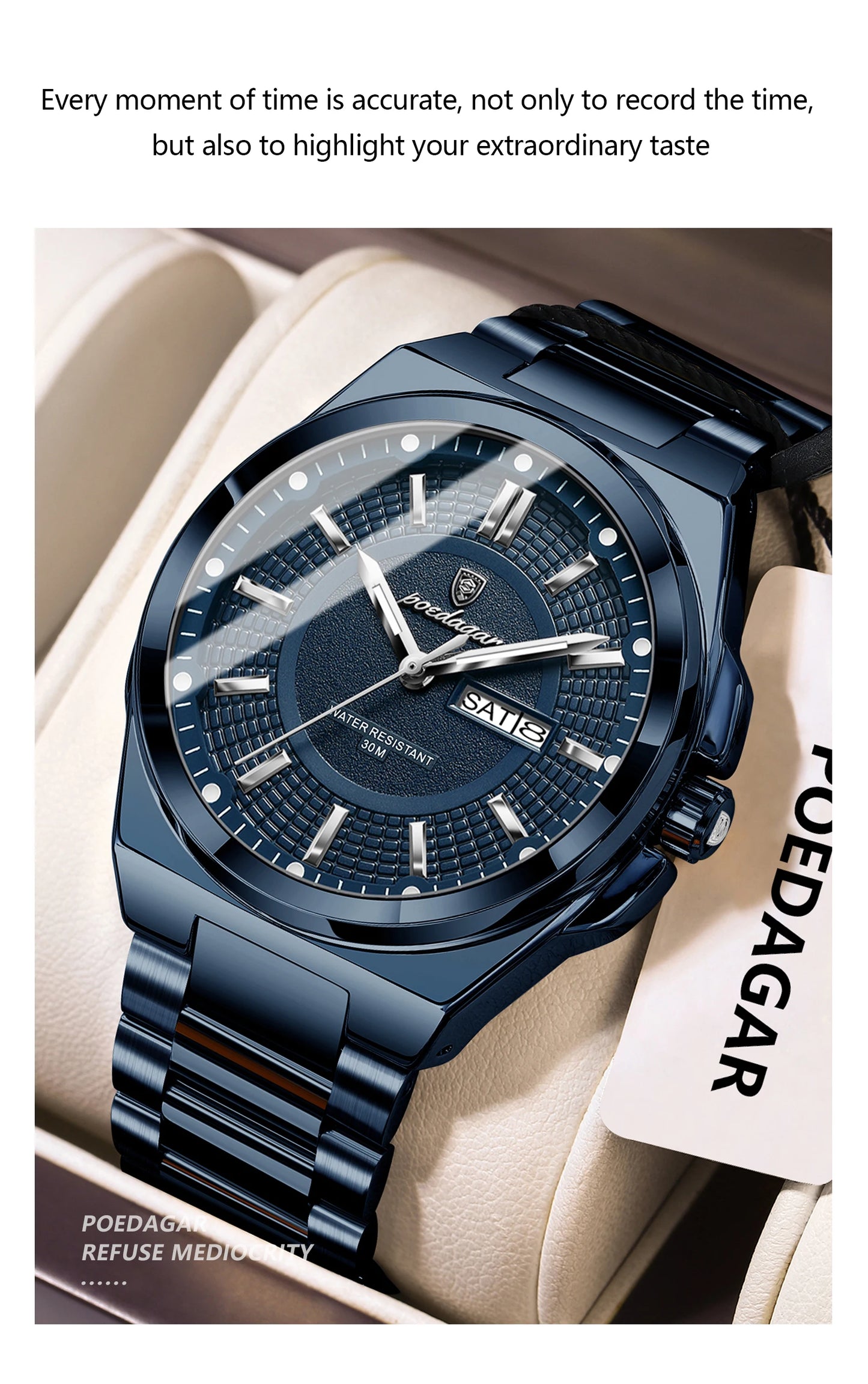 Premium Men's Chronograph Watch – Stainless Steel, Luminous, 3Bar Water‑Resistant