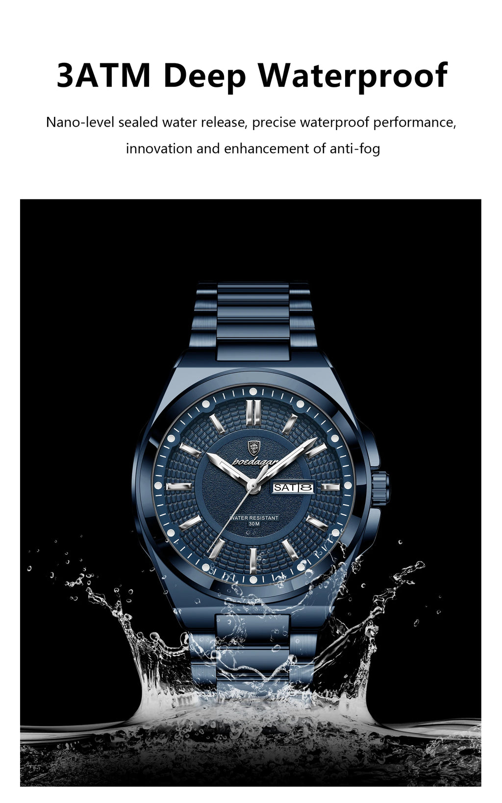 Premium Stainless Steel Chronograph – Day & Date, Luminous, Quartz