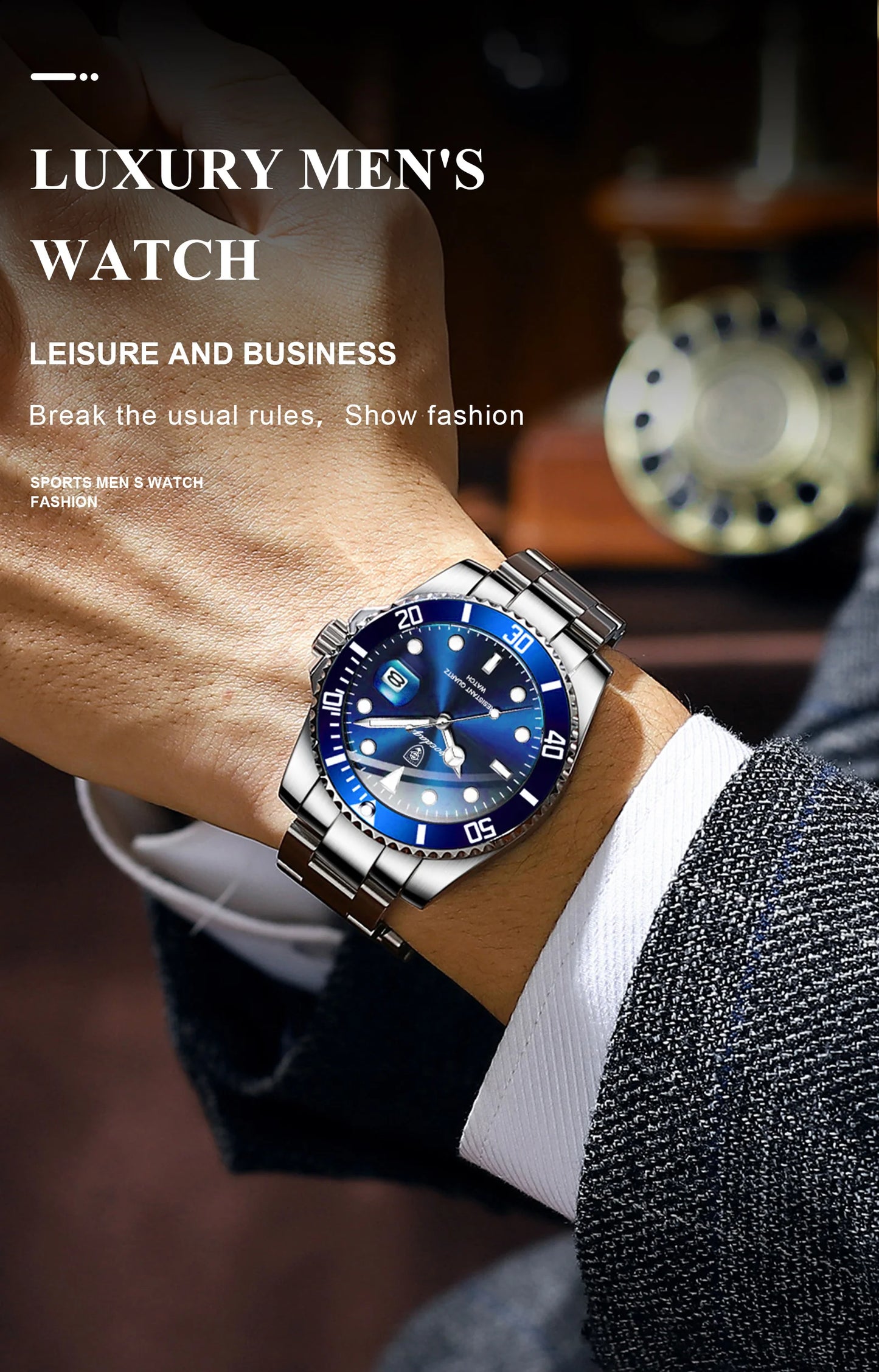 Full Calendar Business Watch – Luminous Dial with Stainless Steel Bracelet