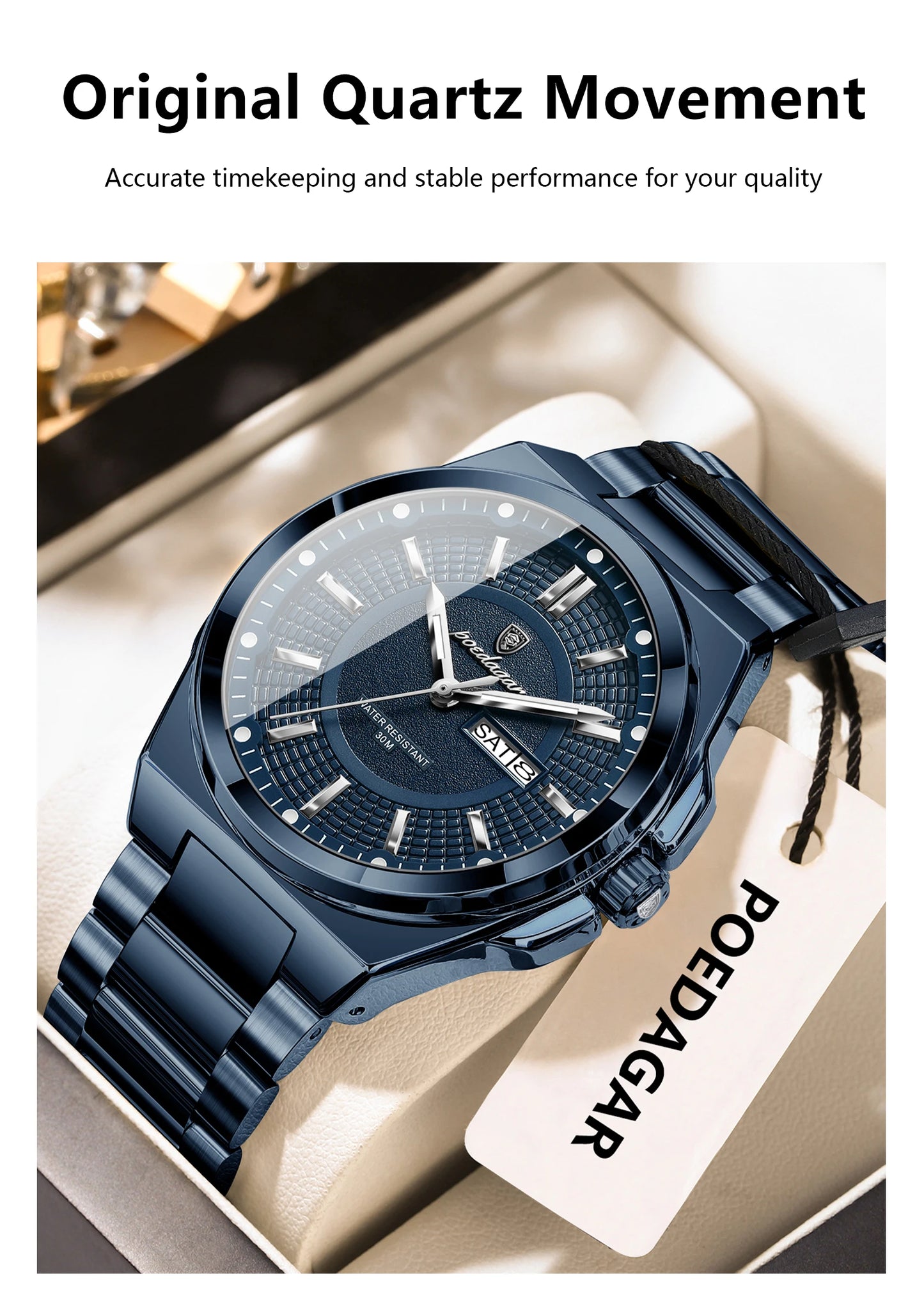 Premium Men's Chronograph Watch – Stainless Steel, Luminous, 3Bar Water‑Resistant