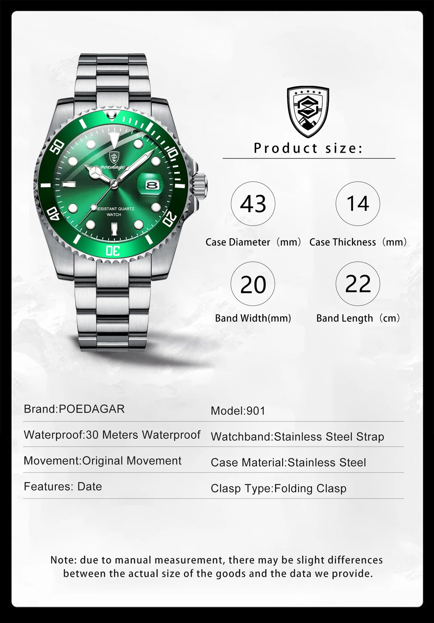 Full Calendar Business Watch – Luminous Dial with Stainless Steel Bracelet