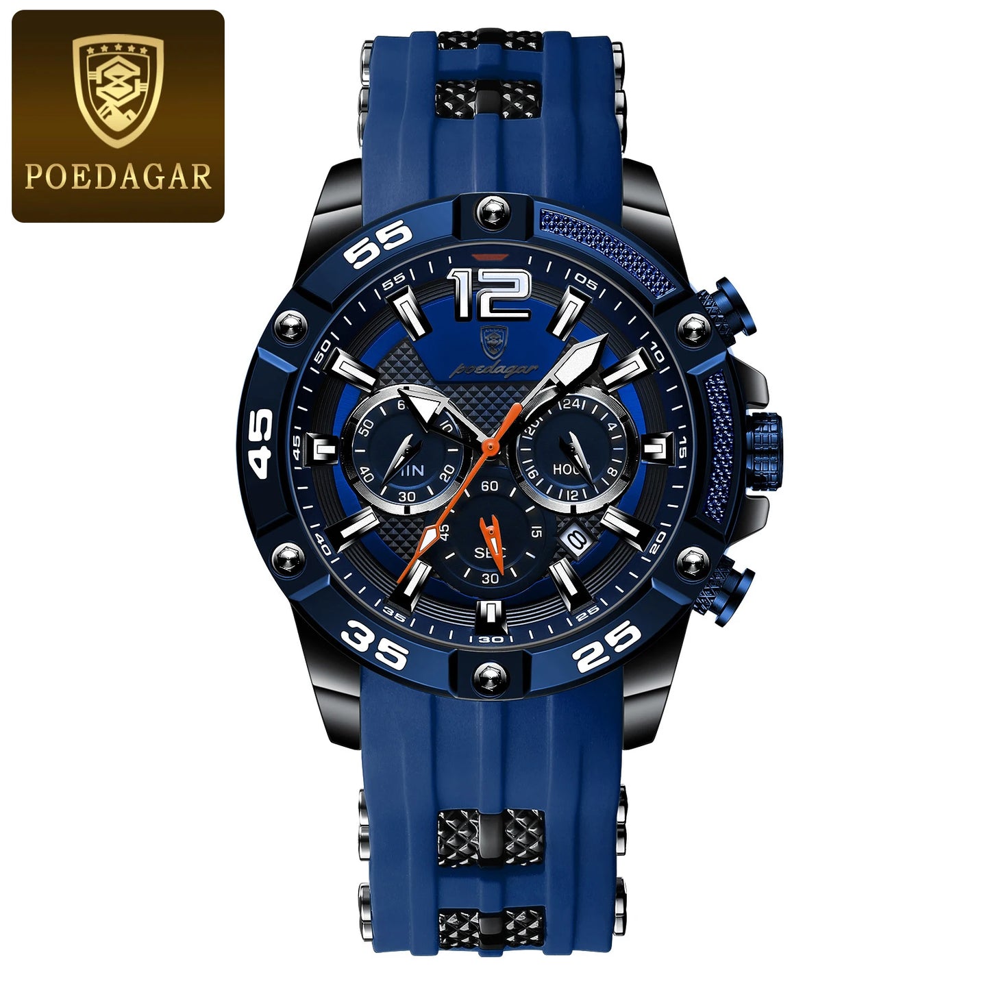 Large Chronograph Sport Watch – Luminous Dial with Silicone Strap & Date
