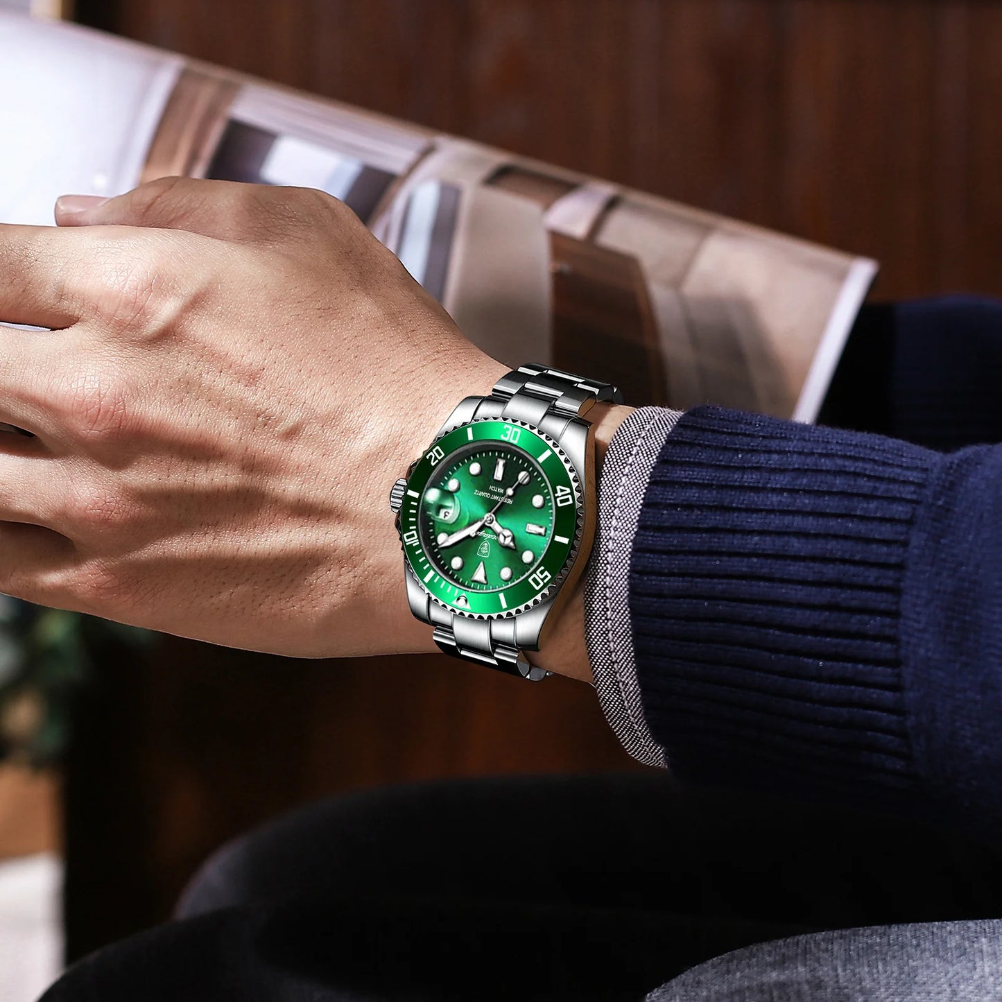 Full Calendar Business Watch – Luminous Dial with Stainless Steel Bracelet