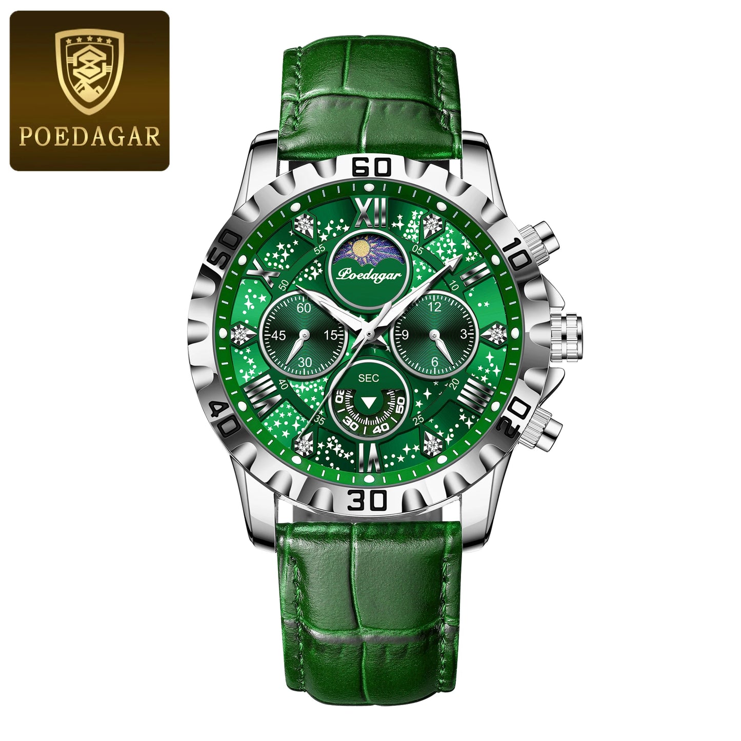 Chronograph Watch with Multiple Time Zone – Leather Strap & Sapphire Crystal