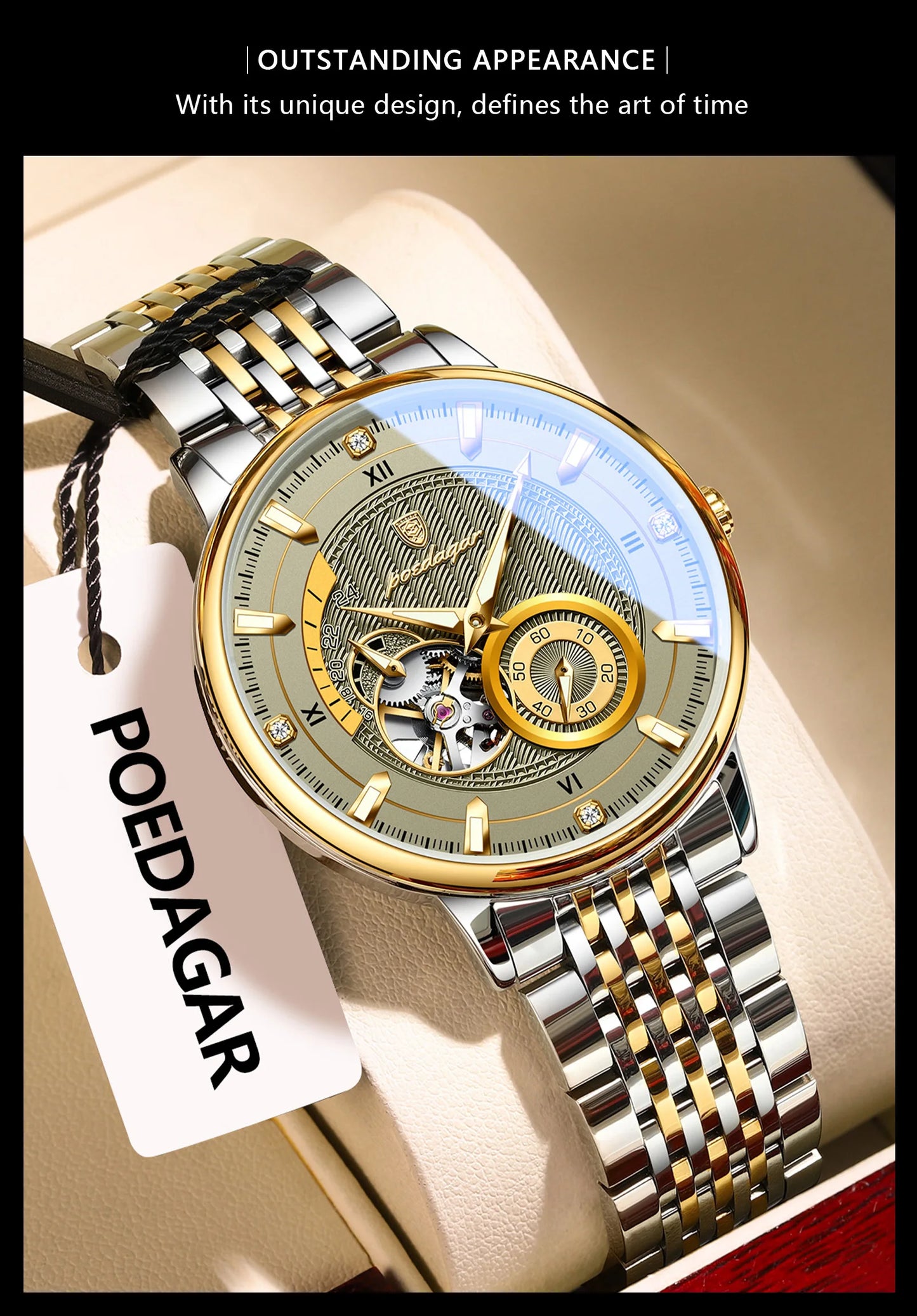 Automatic Skeleton Watch – Luminous Tourbillon Style with Sapphire Crystal