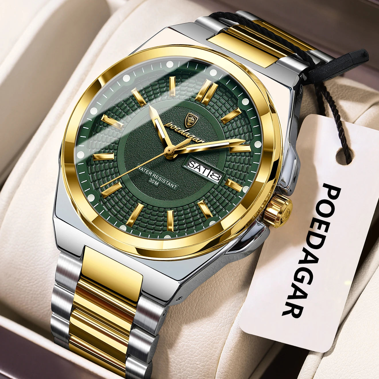 Premium Stainless Steel Chronograph – Day & Date, Luminous, Quartz