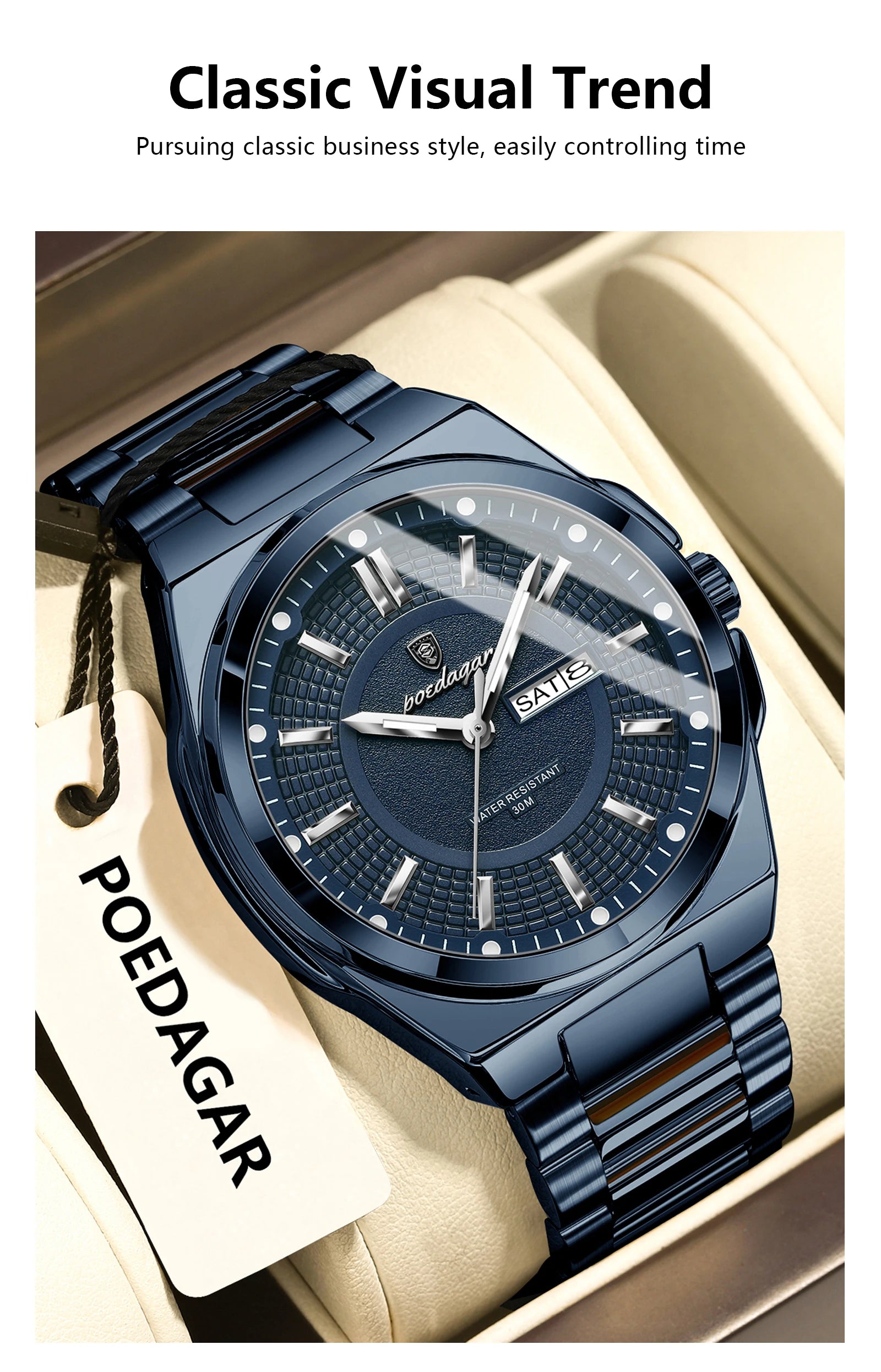 Premium Stainless Steel Chronograph – Day & Date, Luminous, Quartz