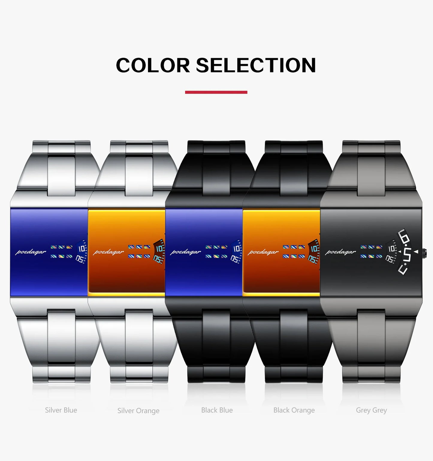 Rectangle Stainless Steel Watch – Arabic Dial with Sport Style