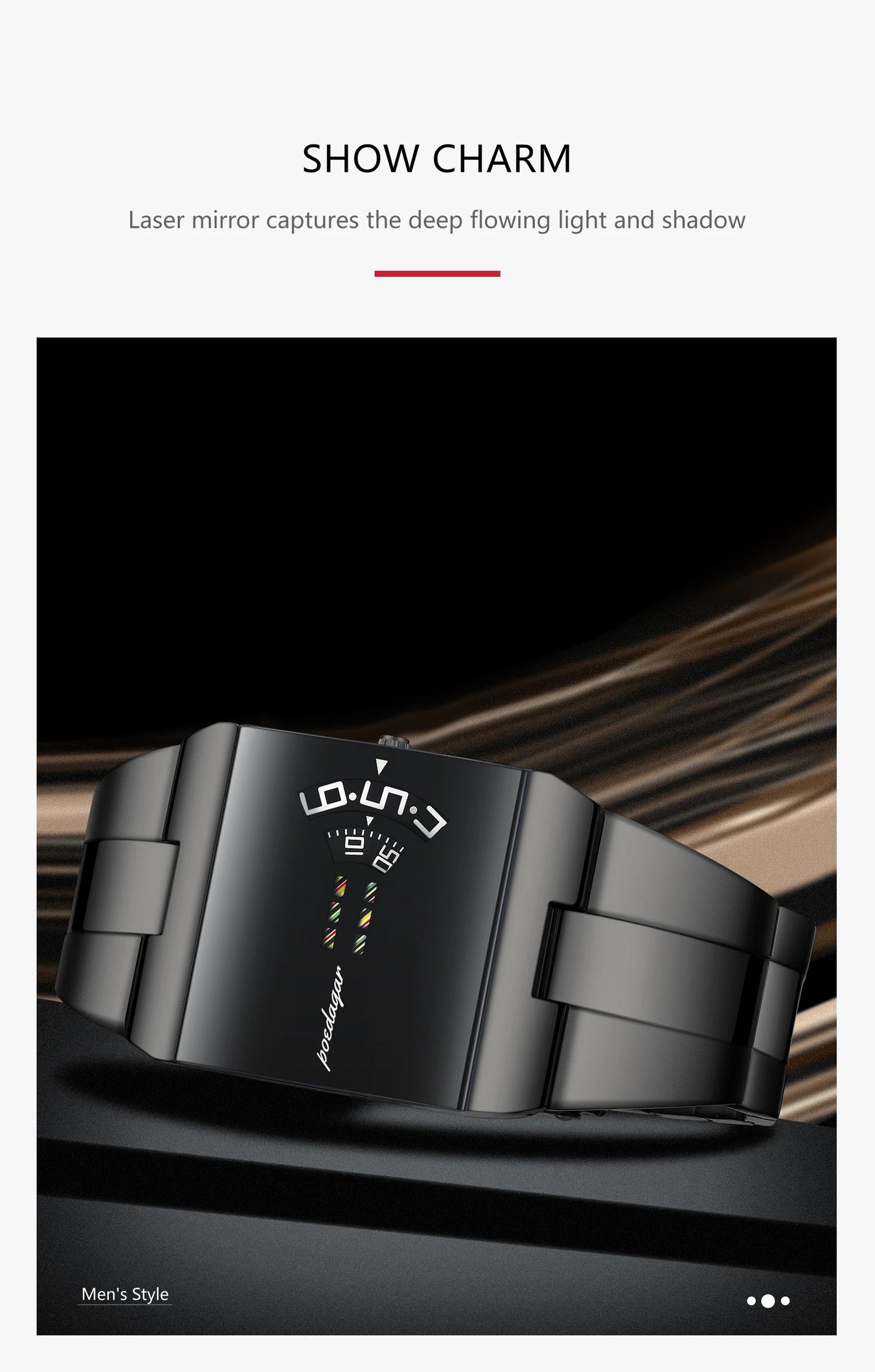 Rectangle Stainless Steel Watch – Arabic Dial with Sport Style