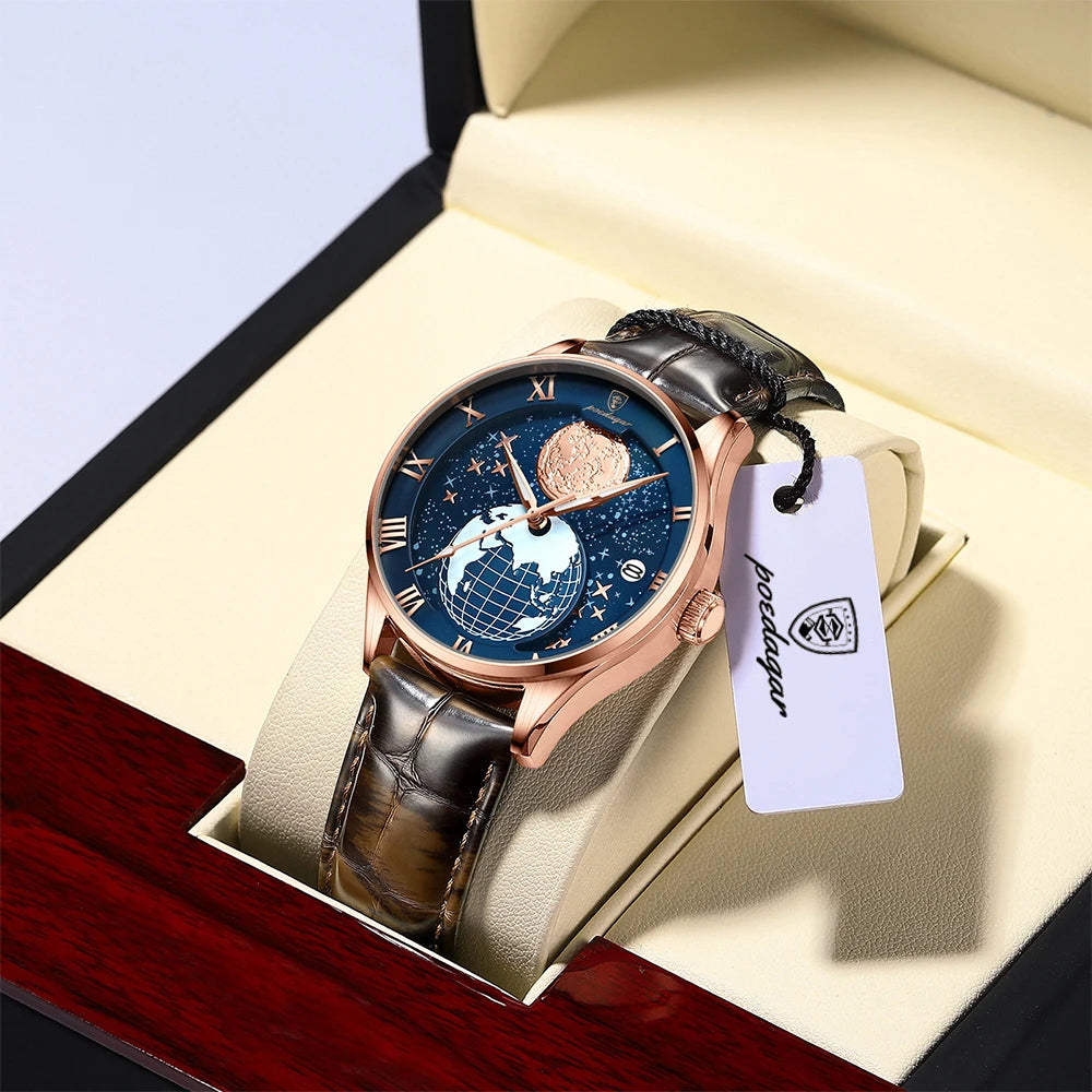Roman Numeral Full Calendar Watch – Stainless Steel Bracelet with Stopwatch