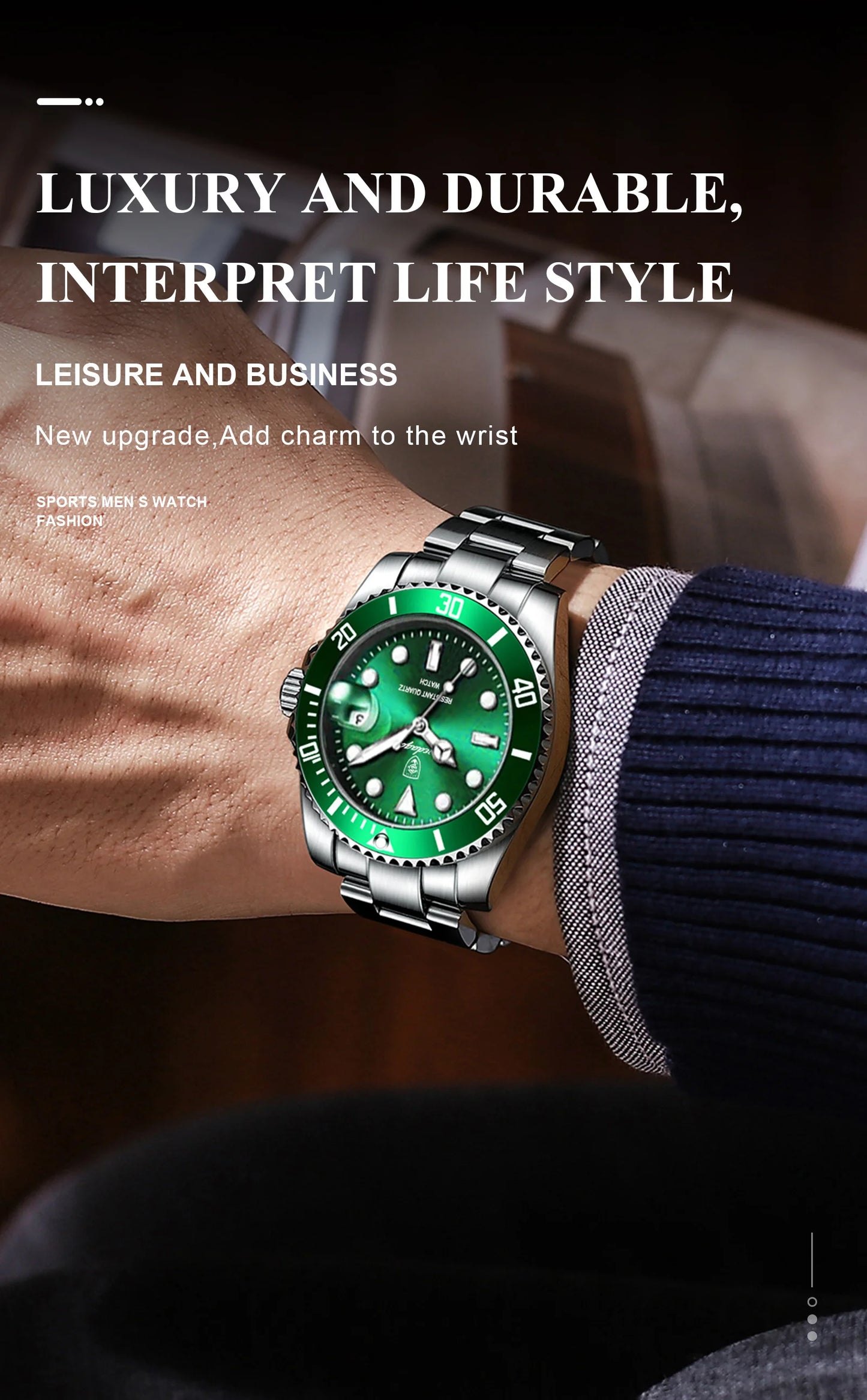 Full Calendar Business Watch – Luminous Dial with Stainless Steel Bracelet