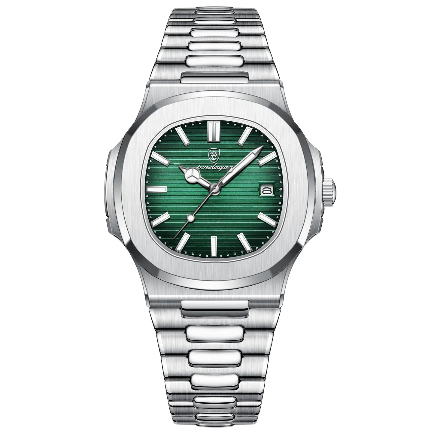 Square Business Watch – Luminous Numberless Dial with Hidden Clasp