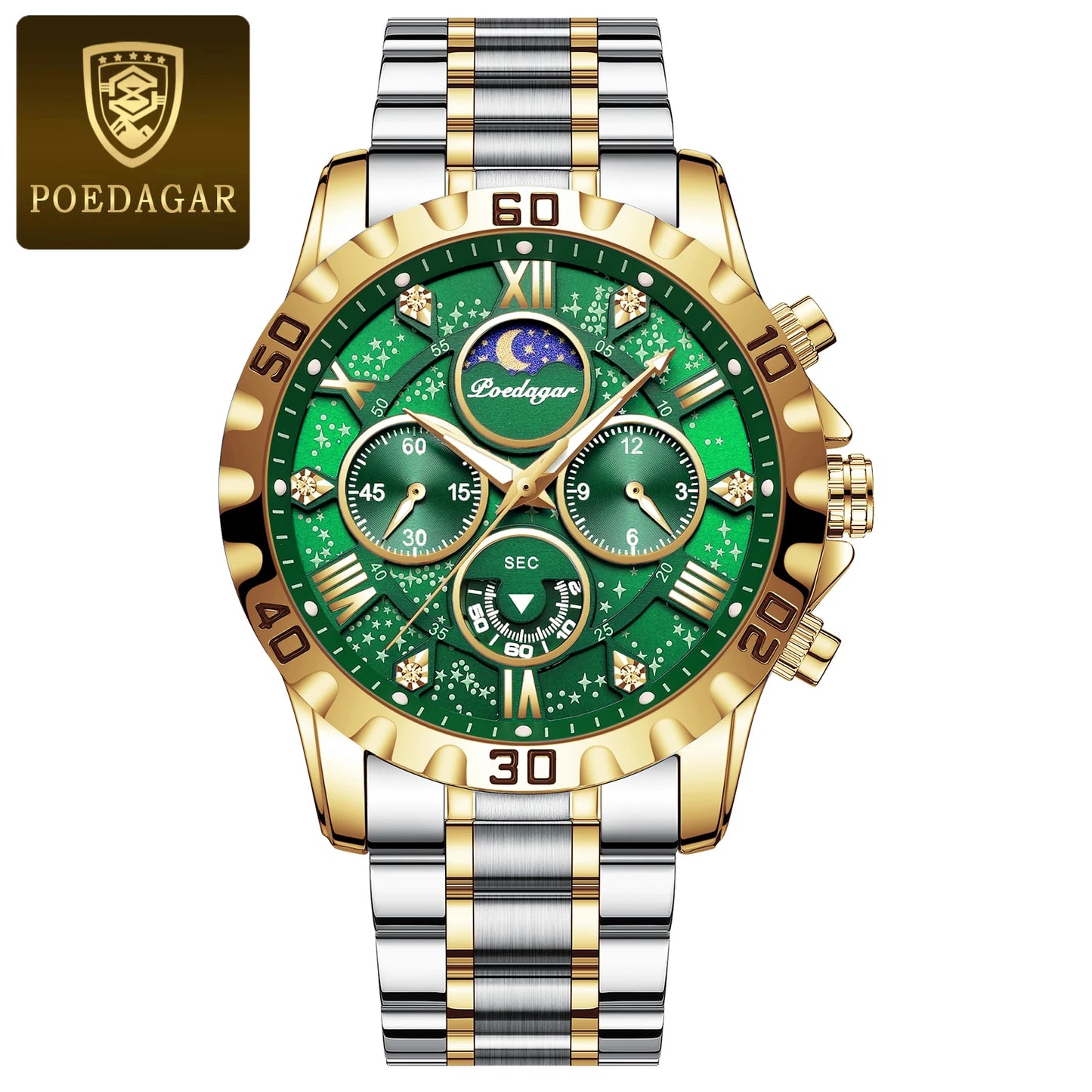 Chronograph Watch with Multiple Time Zone – Roman Numeral Dial & Sapphire Crystal