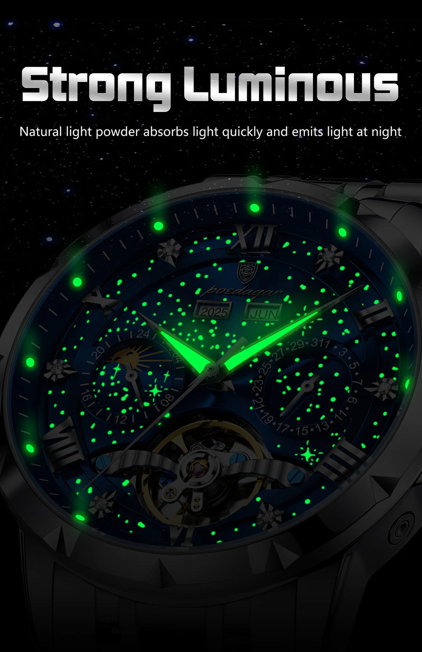 Automatic Skeleton Watch – Roman Numeral Dial with Tourbillon Style