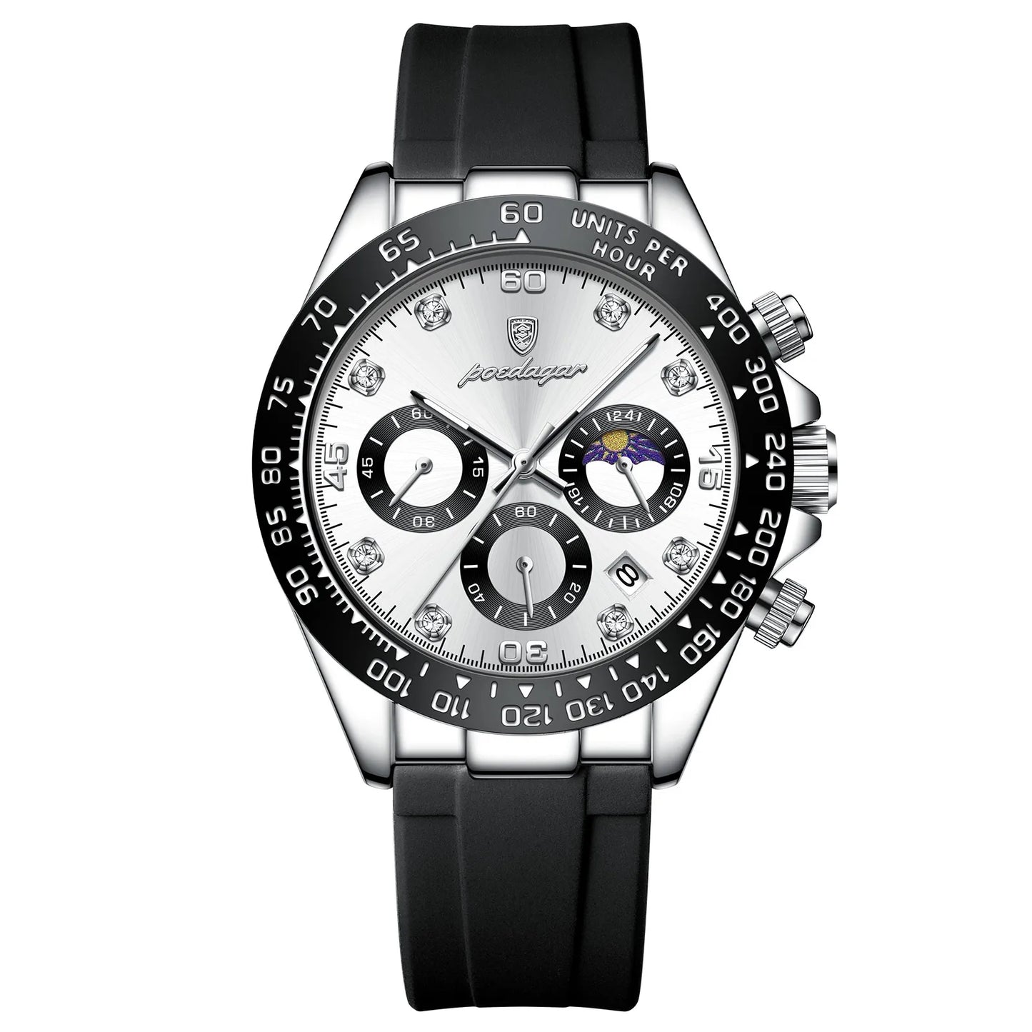 Chronograph Watch with Bamboo Strap – Luminous Dial & Date
