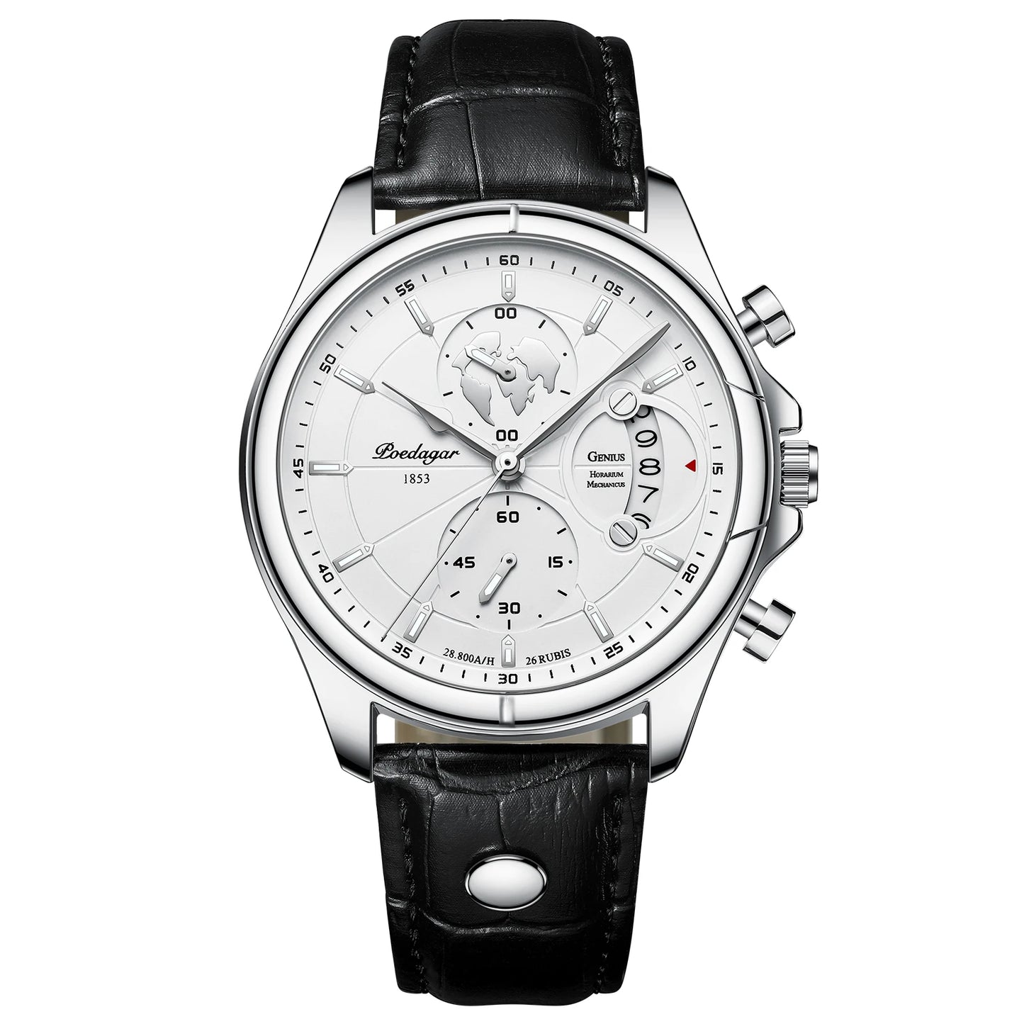 Chronograph Leather Watch – Full Calendar & Luminous Dial